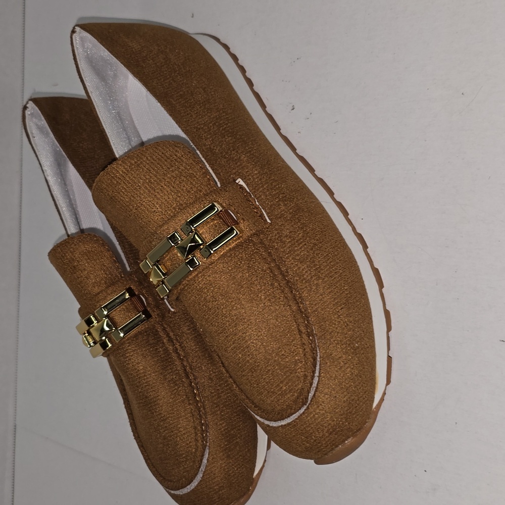 SHEIN Brown and Gold Flats Moccasin-Style Loafers - Picture 3 of 11